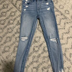 American Eagle Outfitters Light Blue Distressed Skinny Jeans